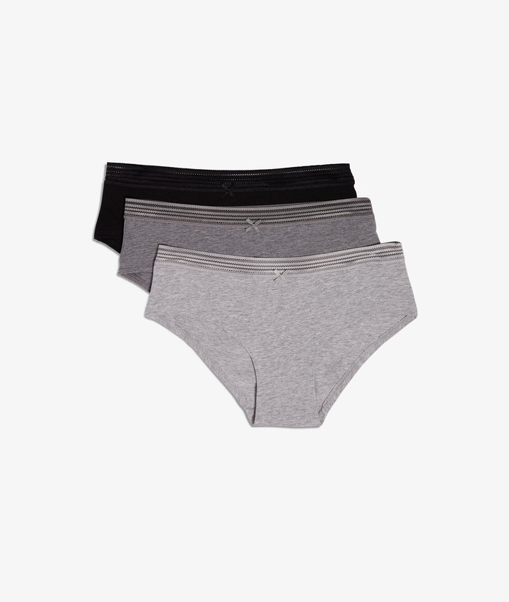 3-pack of organic cotton &amp; lace shorties - Multicolor