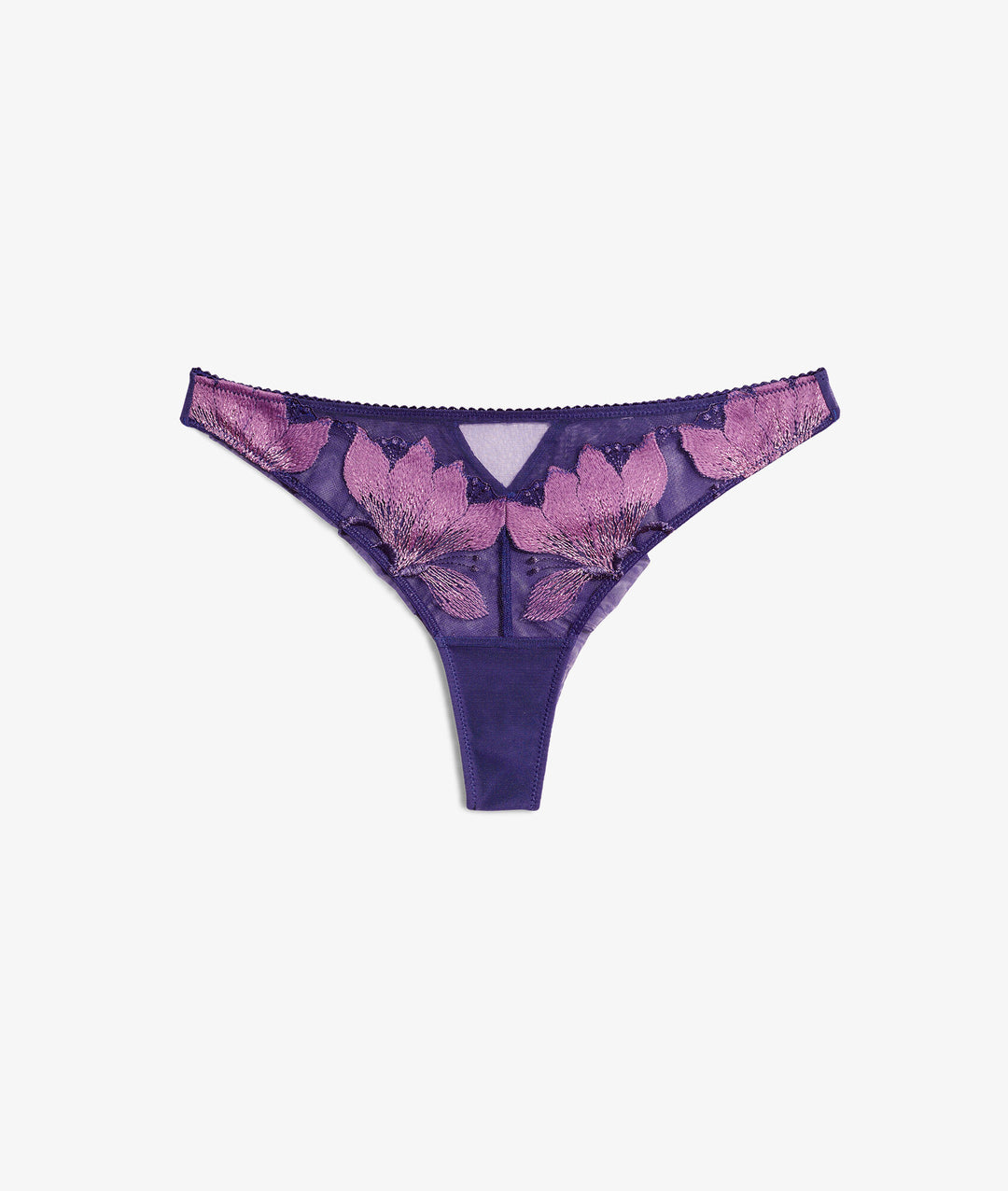 Embroidered tulle thong - Myrtille