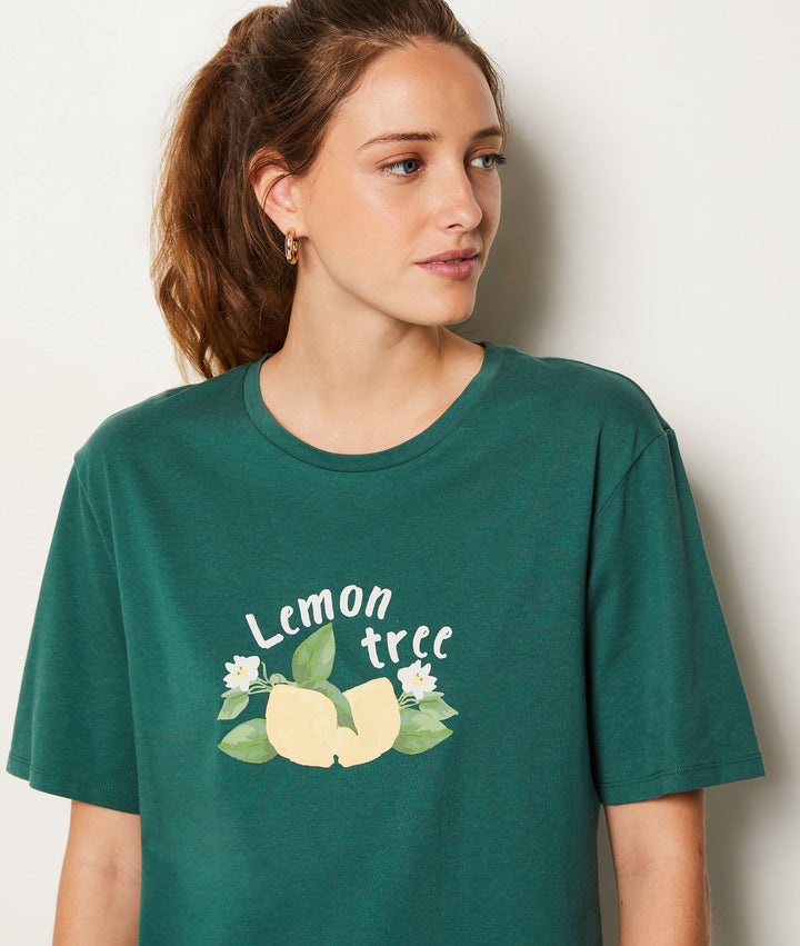 Lemon print pajama t-shirt - Vert Sapin