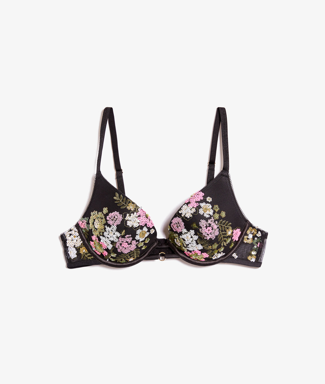 Bra n.2 - the embroidered plunge push-up bra - Noir