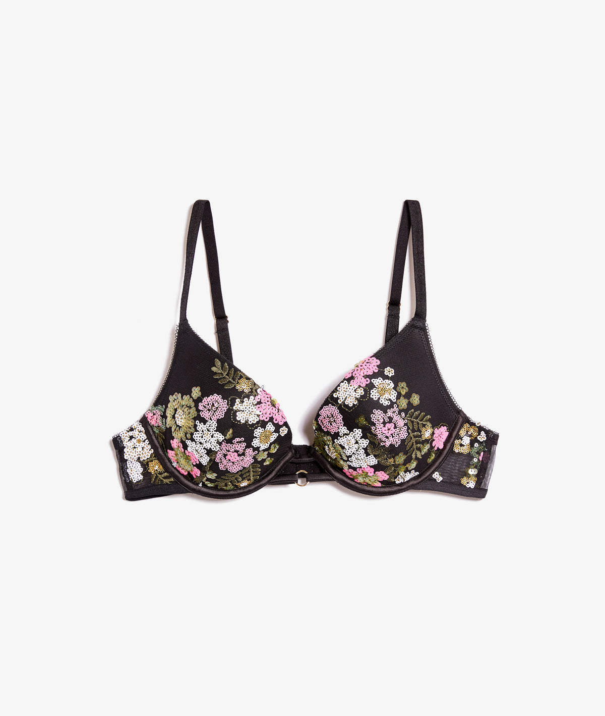 Bra n.2 - the embroidered plunge push-up bra - Noir