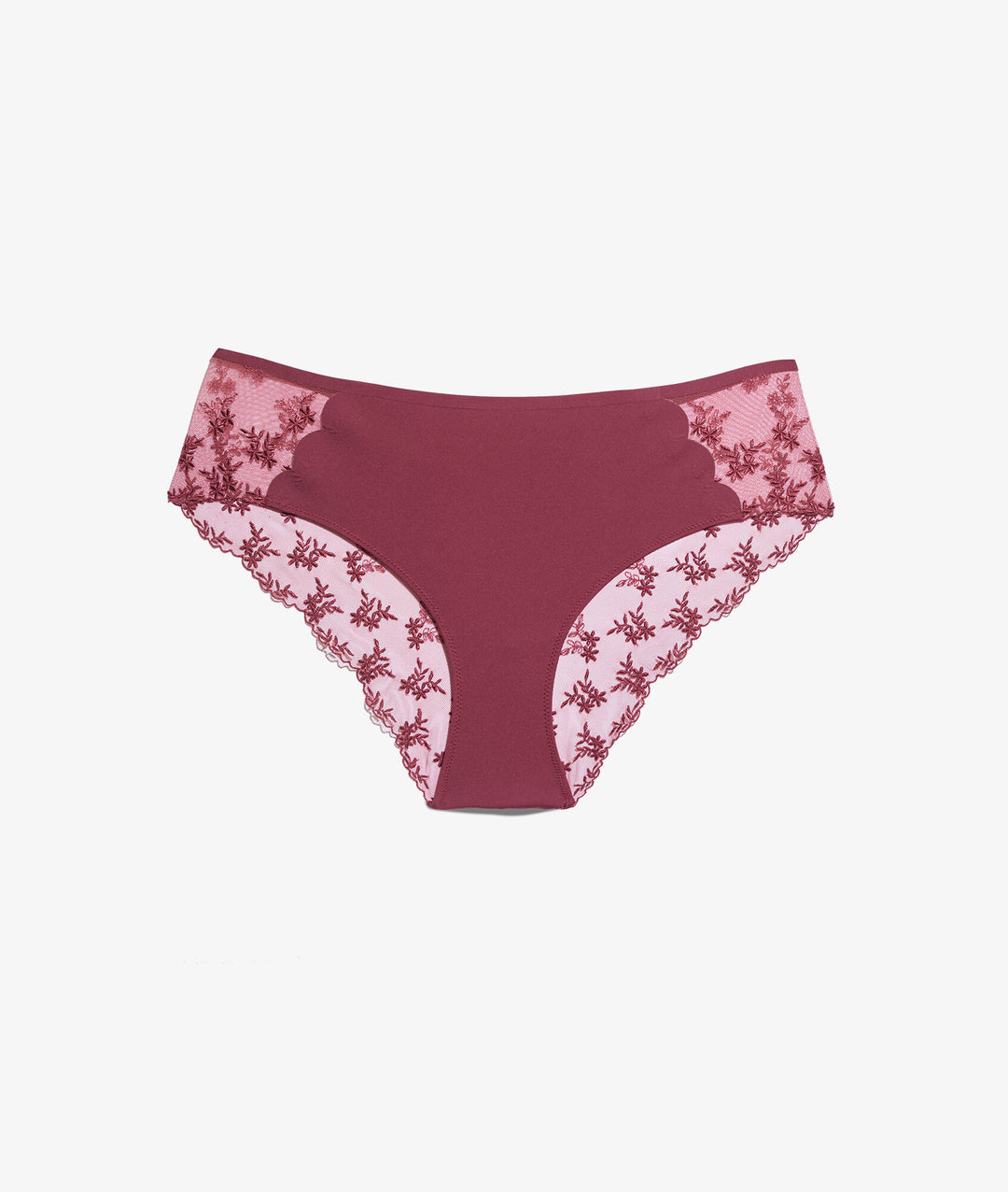Embroidered tulle boyshort - Terracotta