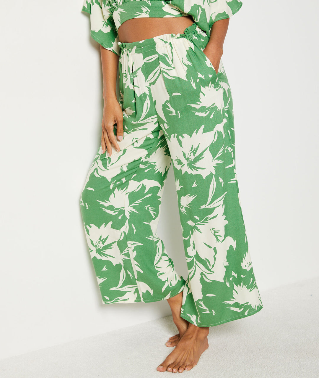 Printed 7/8 trousers - Imp Bleu Vert