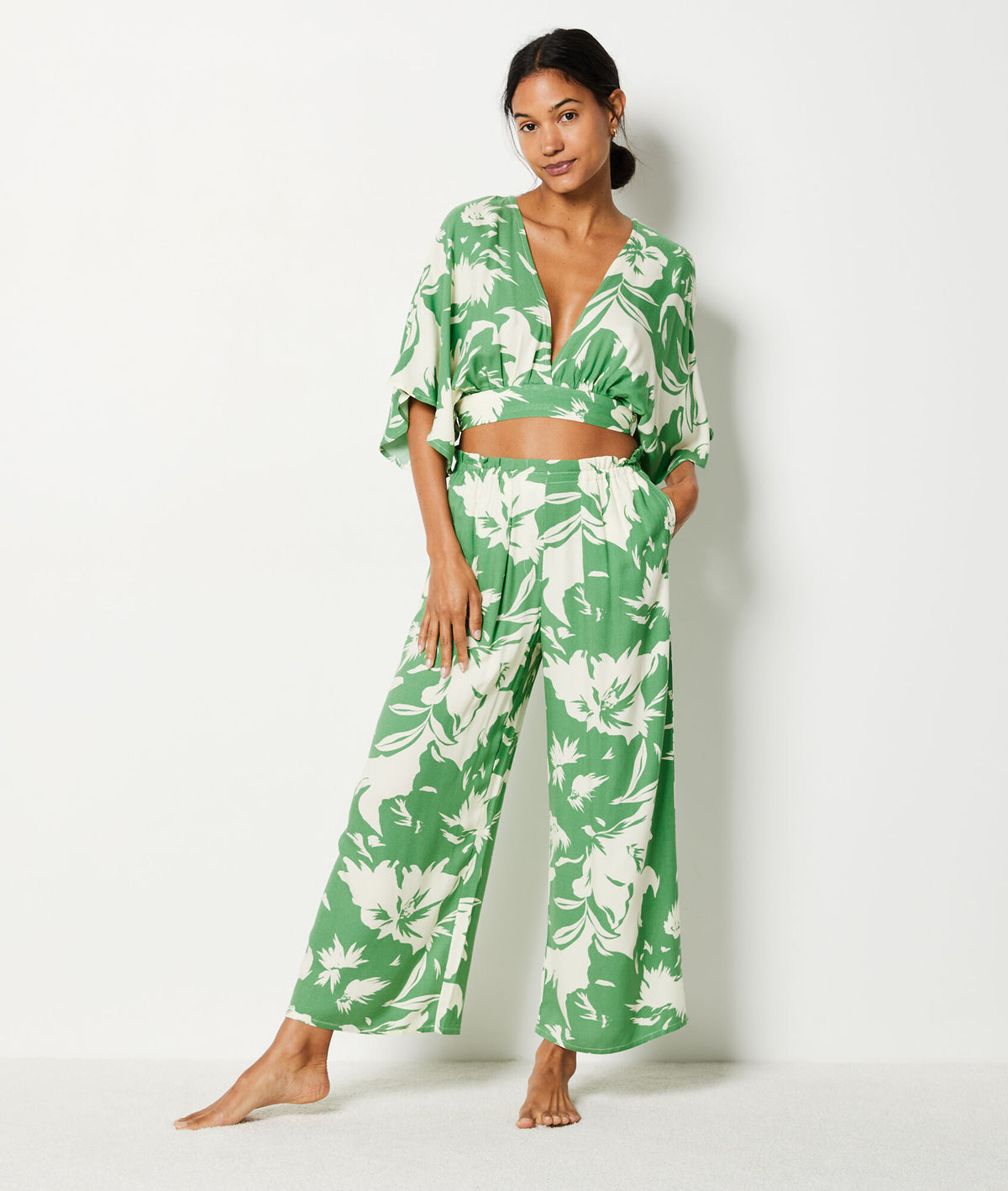 Printed 7/8 trousers - Imp Bleu Vert