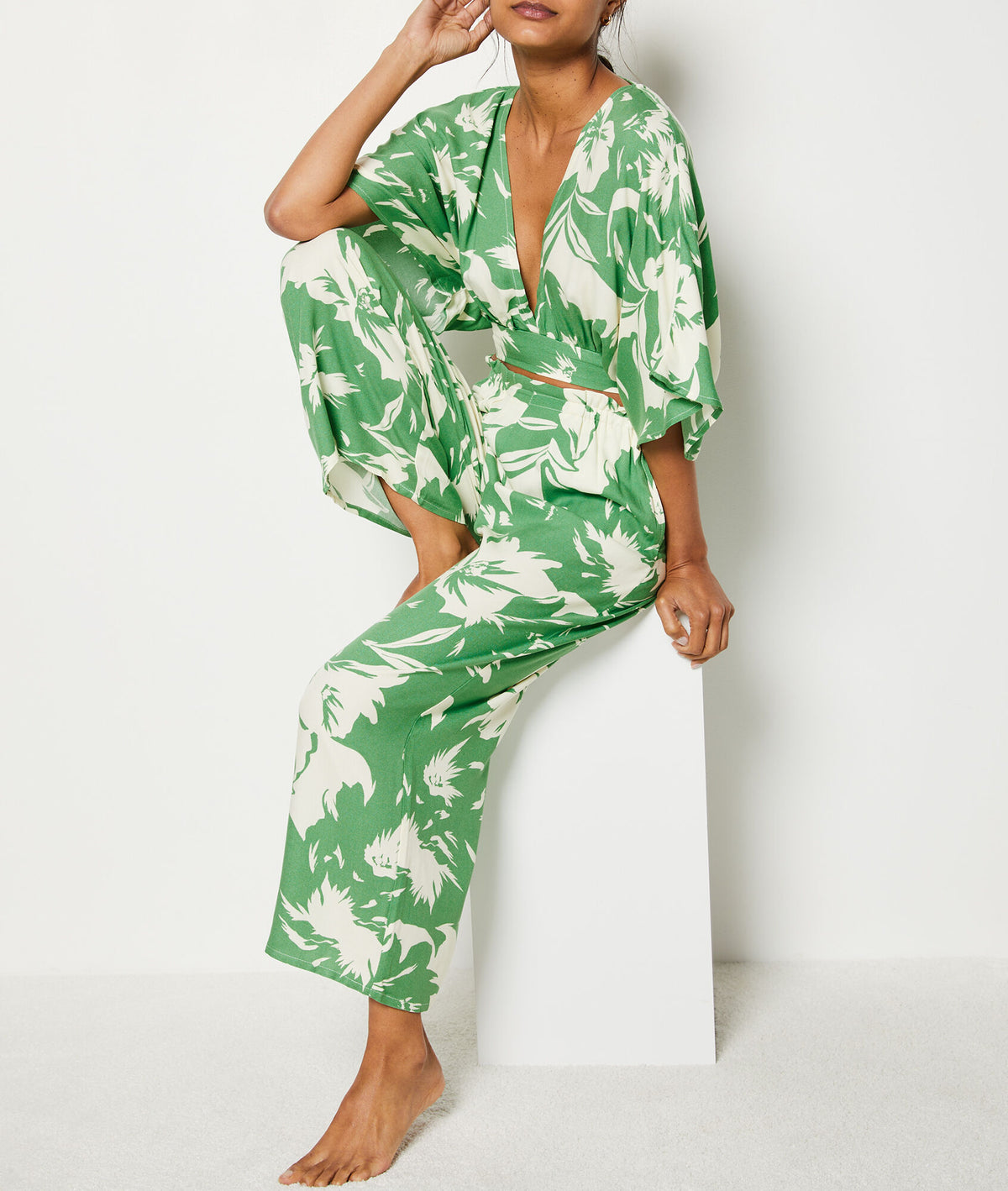 Printed 7/8 trousers - Imp Bleu Vert