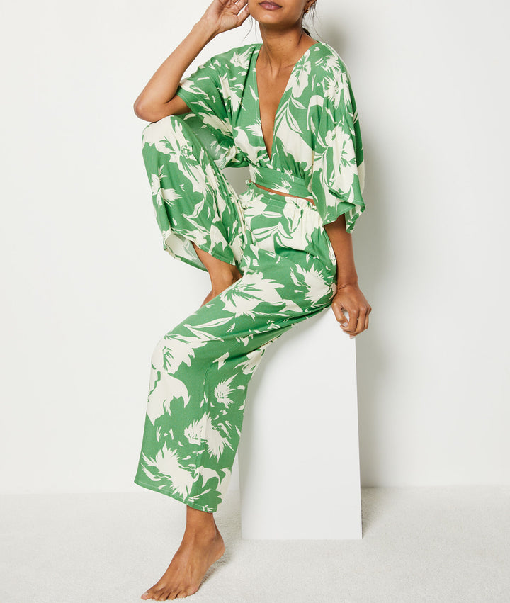 Printed 7/8 trousers - Imp Bleu Vert