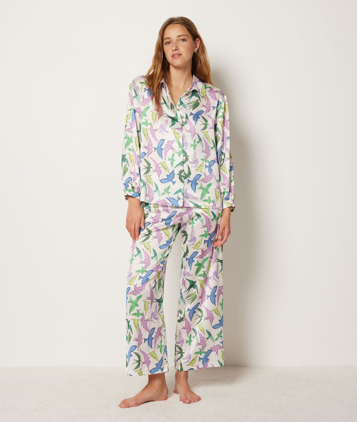 Bird pattern pyjama trousers - Imp Bleu Vert