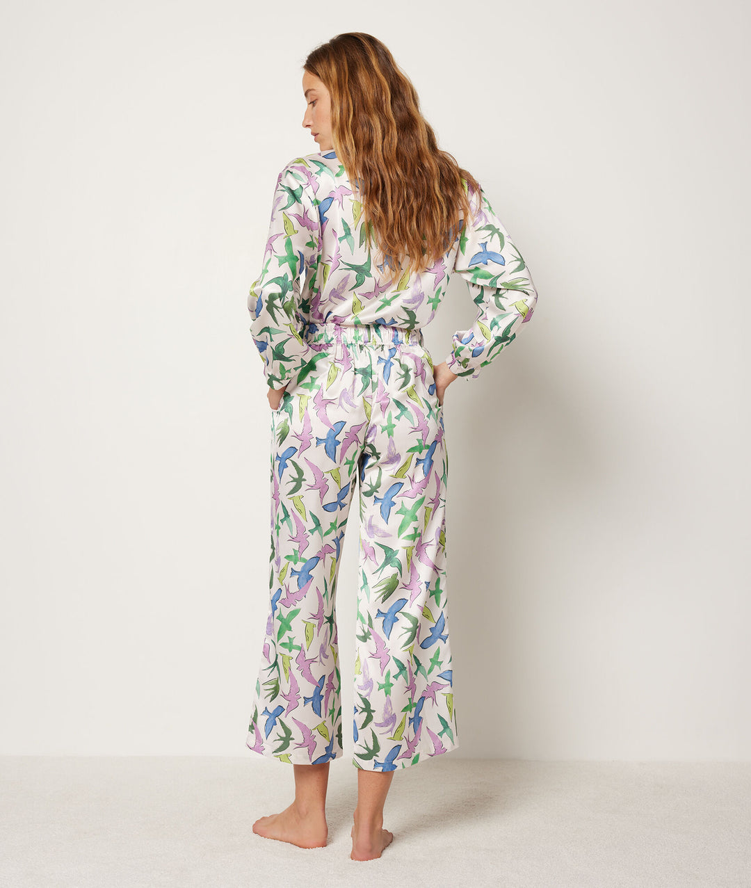 Bird pattern pyjama trousers - Imp Bleu Vert