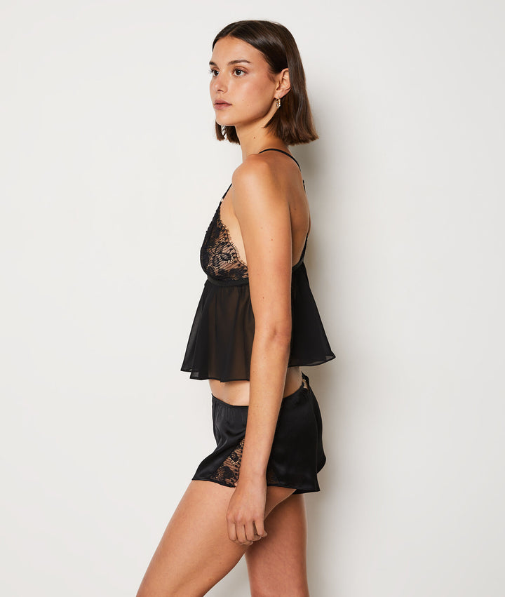 Lace neckline camisole - Noir