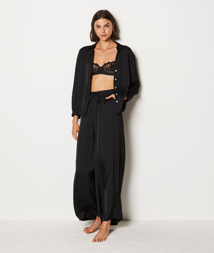 Satin pajama shirt - Noir