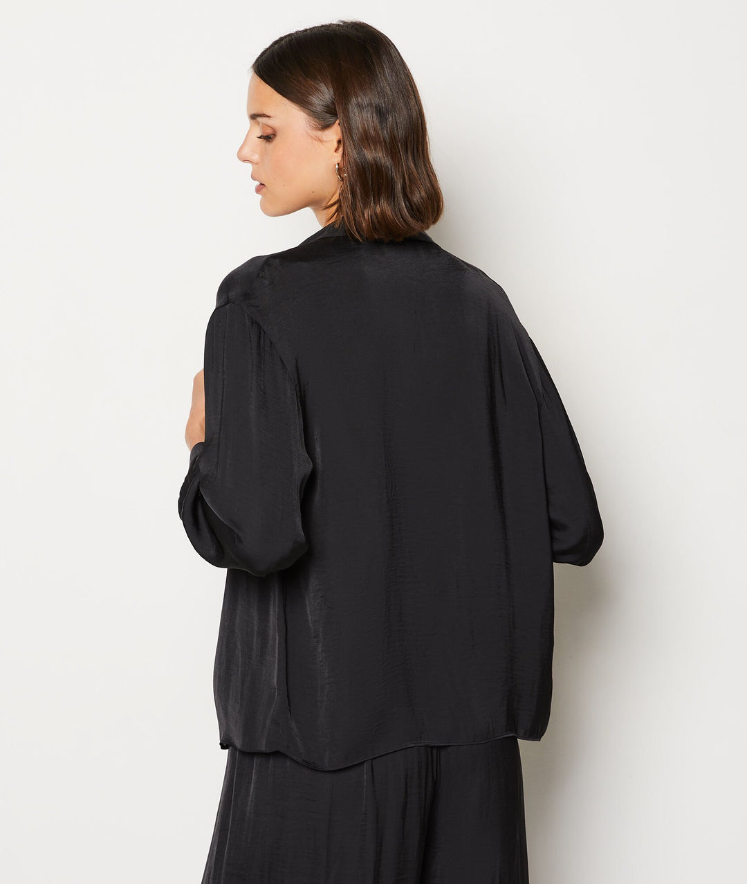 Satin pajama shirt - Noir