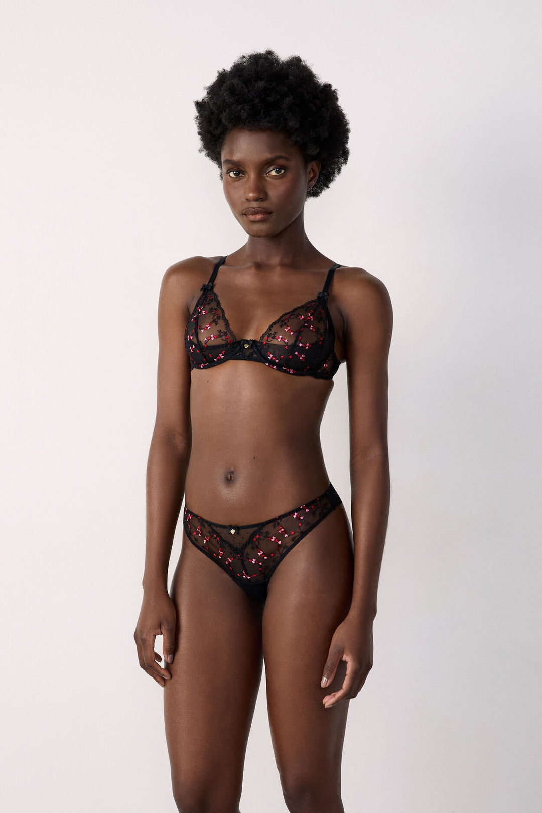 Balconette and full-cup bra - Black