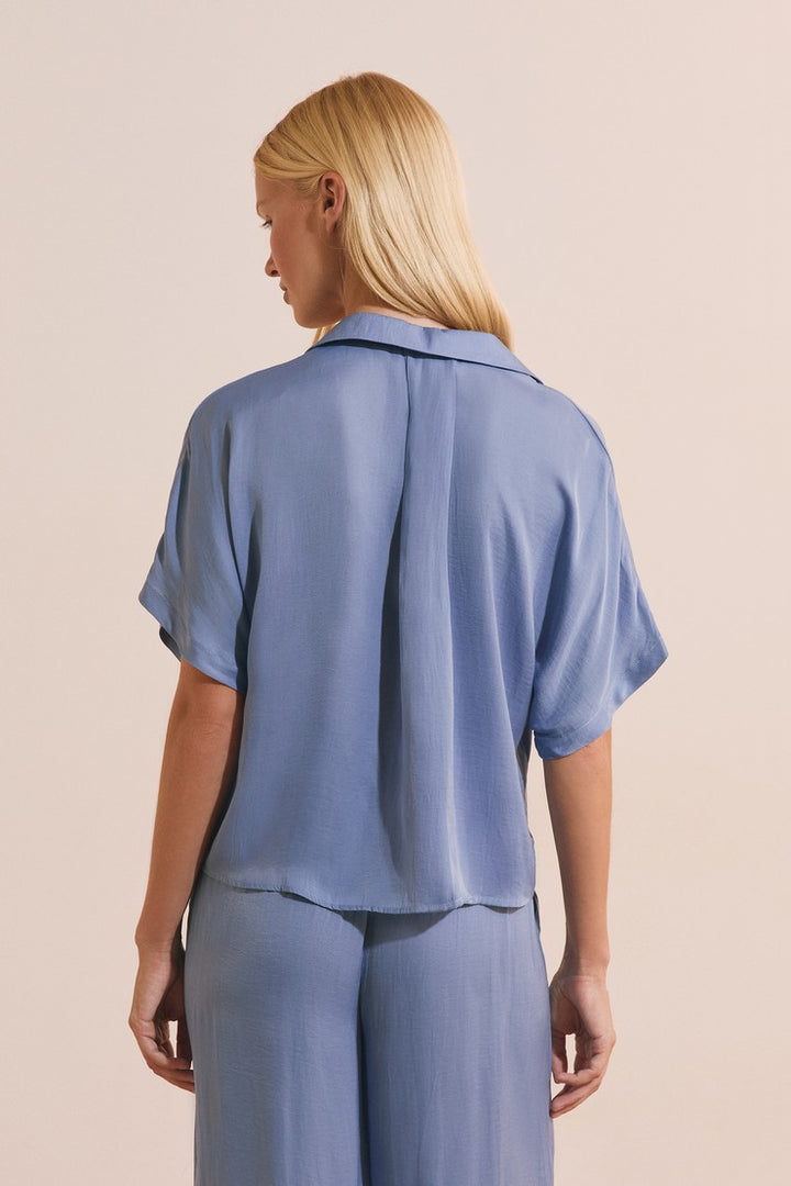 Satin Short-Sleeved Shirt - Faience