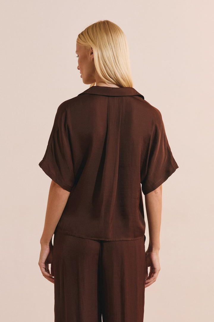 Satin Short-Sleeved Shirt - Dune