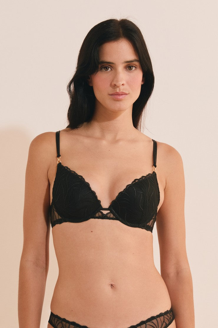 Bra No. 2 - The Plunge Push-Up Bra - Anthracite