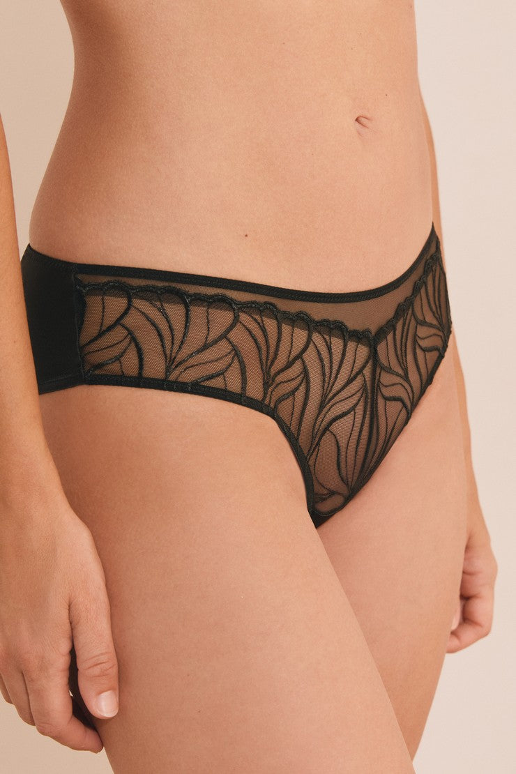 Hipster With Floral Embroidery - Anthracite