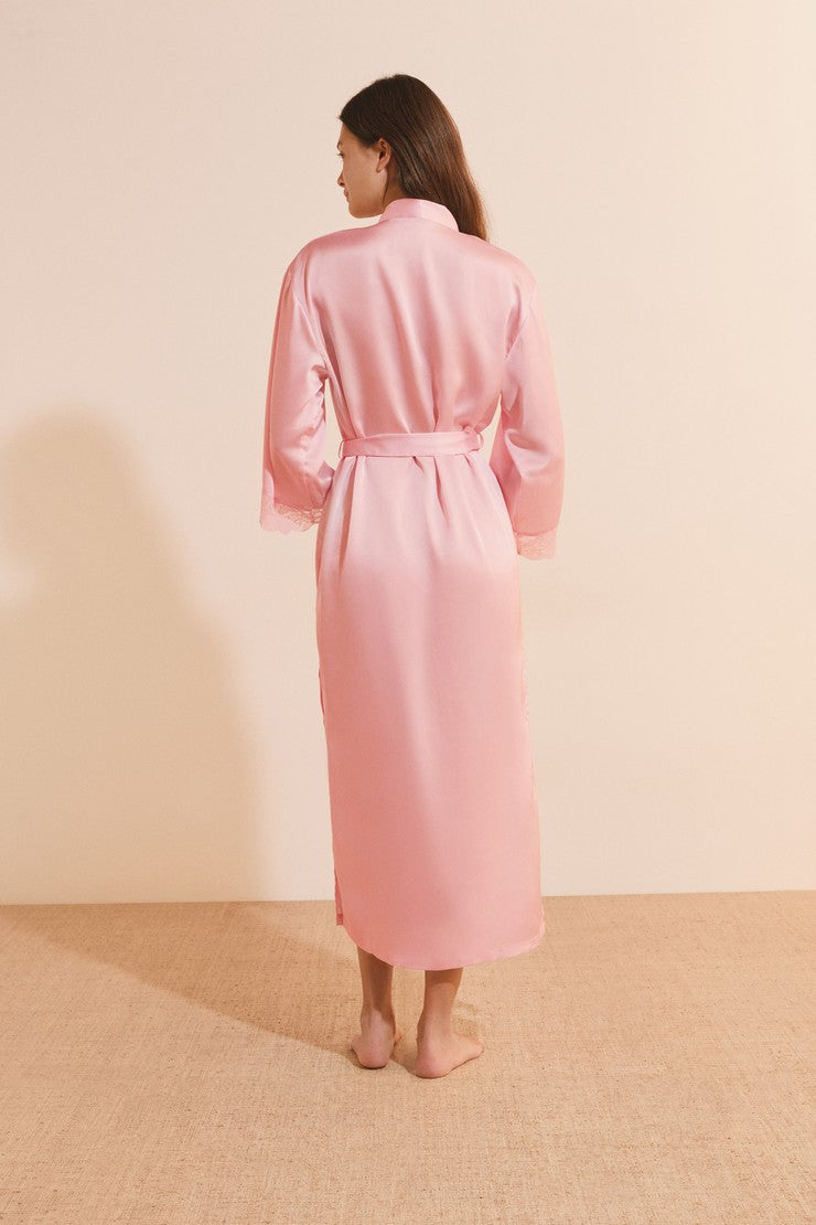 Satin Nightgown With Lace Details - Rose
