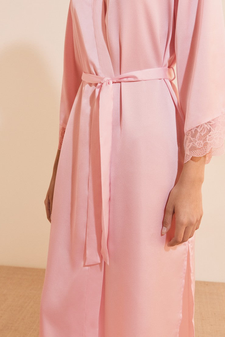 Satin Nightgown With Lace Details - Rose