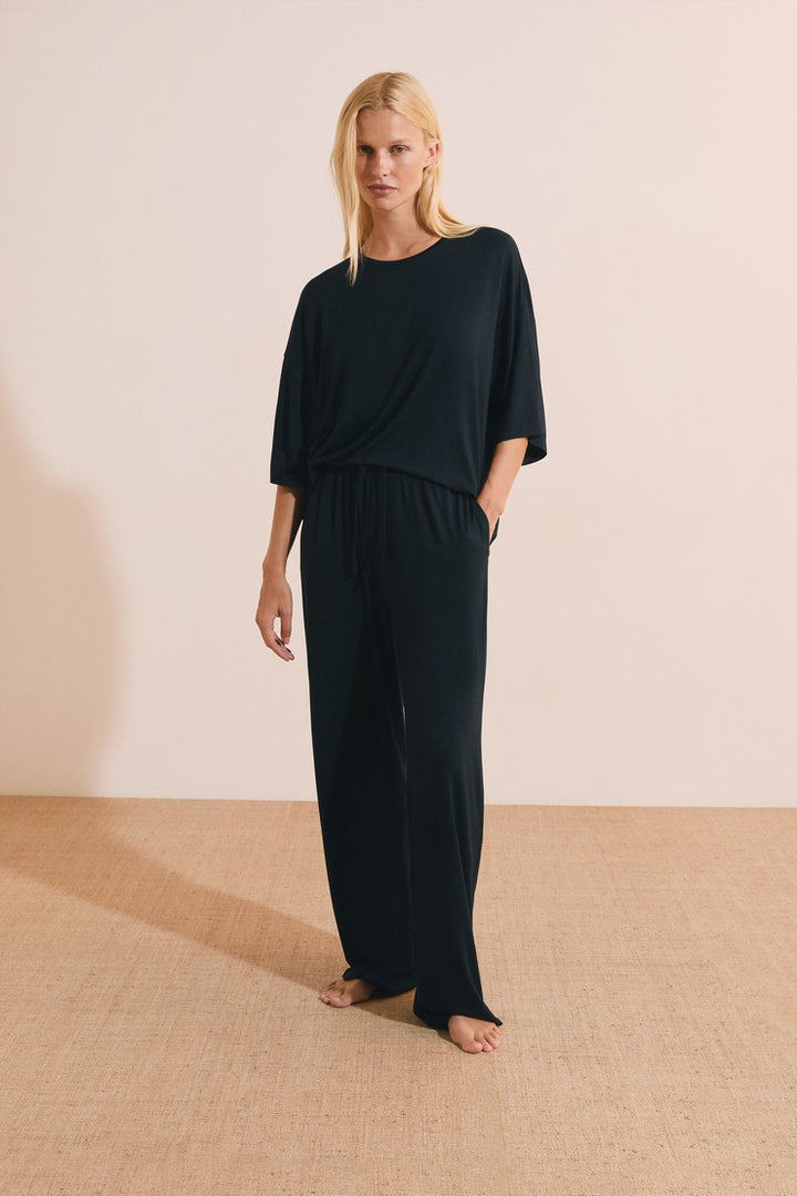 Wide Modal Pajama Pants - Encre