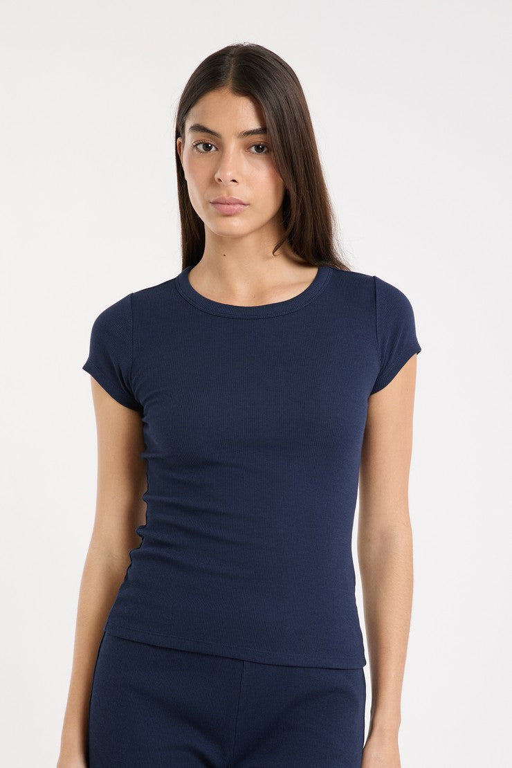 Round Neck Pyjama T-Shirt With Cotton - Bleu Royal