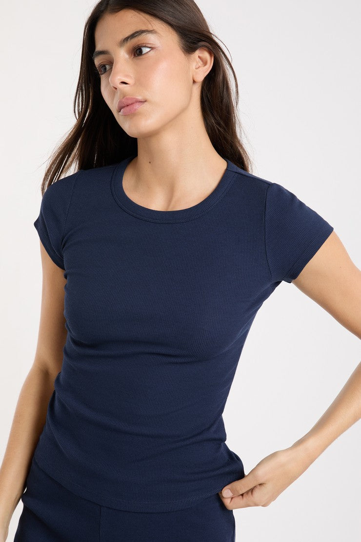 Round Neck Pyjama T-Shirt With Cotton - Bleu Royal