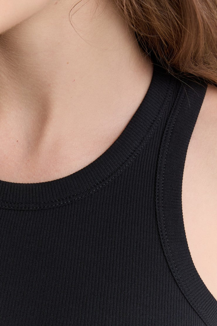 Round Neck Pyjama Tank Top With Cotton - Noir