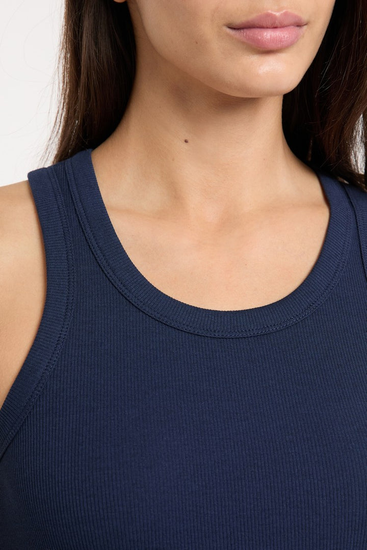 Round Neck Pyjama Tank Top With Cotton - Bleu Royal
