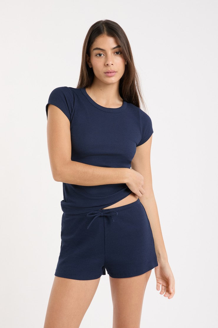 Pyjama Shorts With Cotton - Bleu Royal