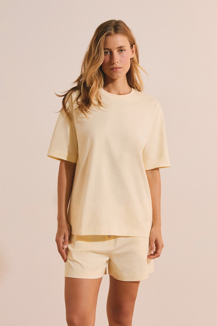 Short-Sleeved Cotton Pajama T-Shirt - Vanille