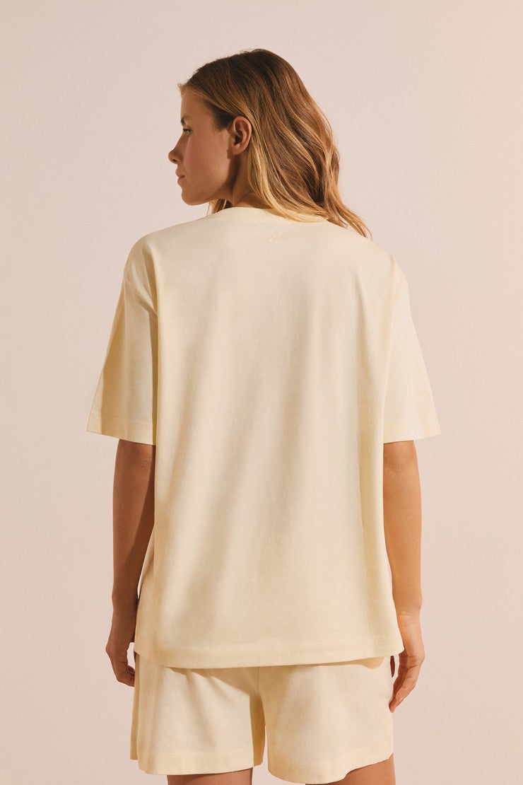 Short-Sleeved Cotton Pajama T-Shirt - Vanille