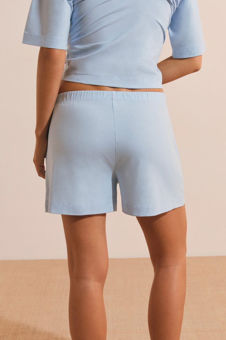 Boyfriend Cotton Pyjama Shorts - Bleu Ciel