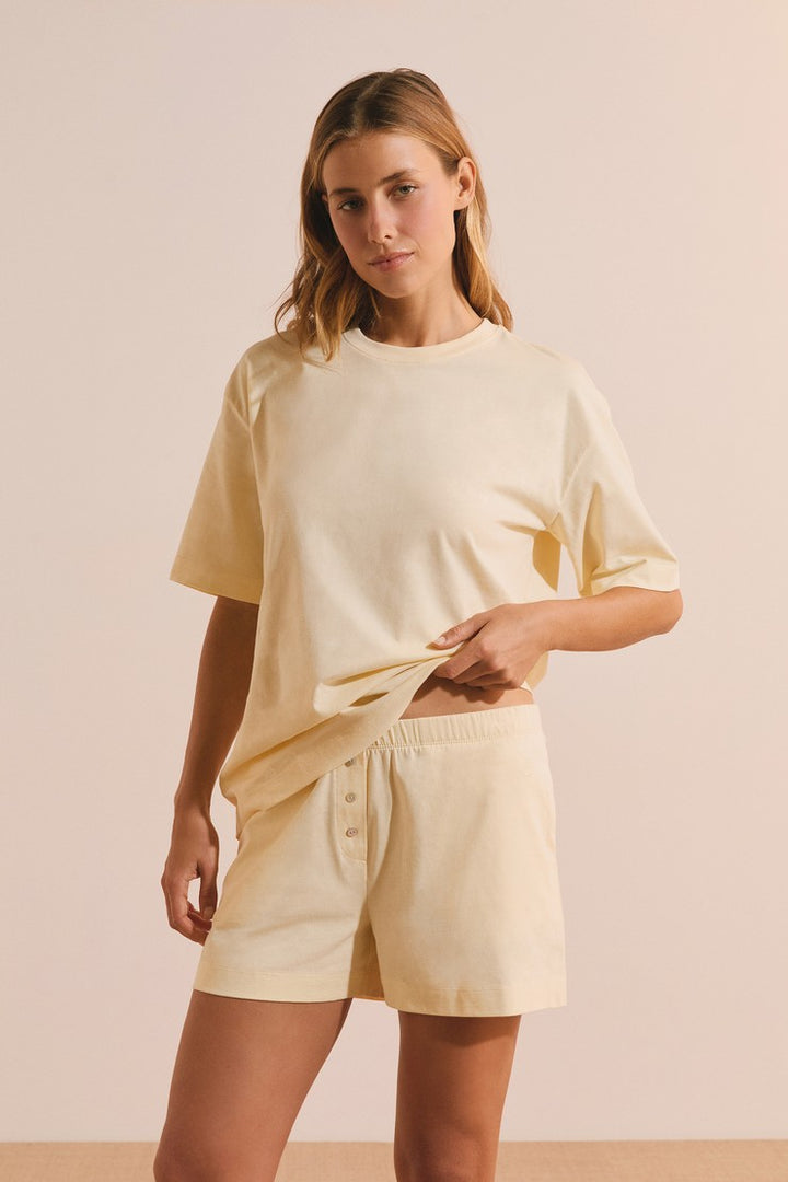 Boyfriend Cotton Pyjama Shorts - Vanille
