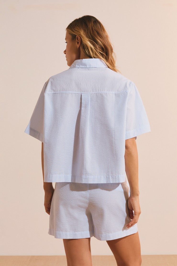 Pyjama Shirt With Cotton - Bleu