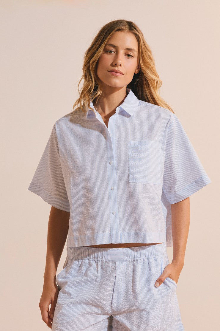 Pyjama Shirt With Cotton - Bleu
