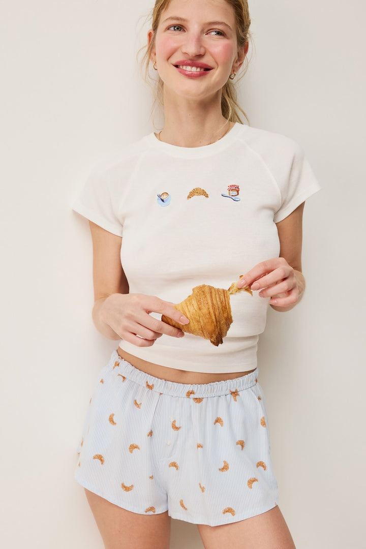 Cotton Pyjama T-Shirt With Motifs - Blanc