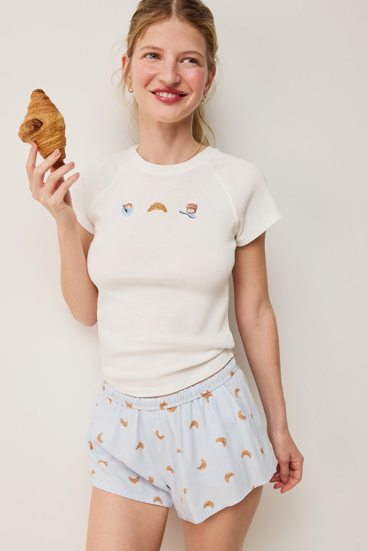 Cotton Pyjama T-Shirt With Motifs - Blanc