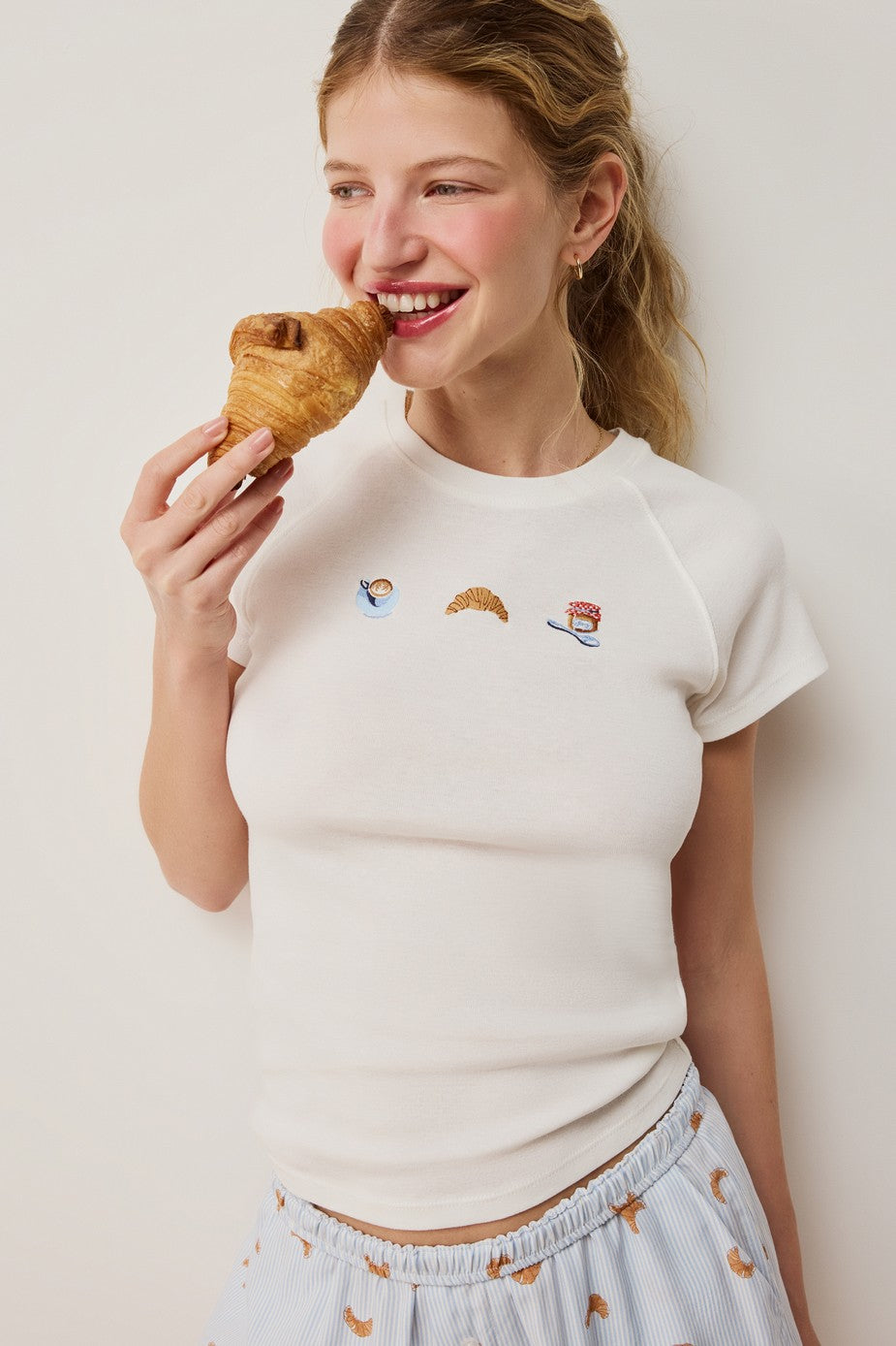 Cotton Pyjama T-Shirt With Motifs - Blanc