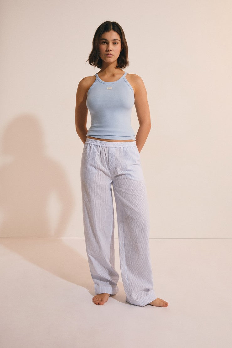 Cotton Pyjama Tank Top - Bleu Ciel