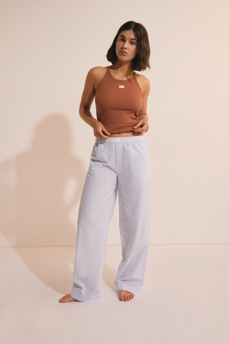 Cotton Pyjama Tank Top - Marron