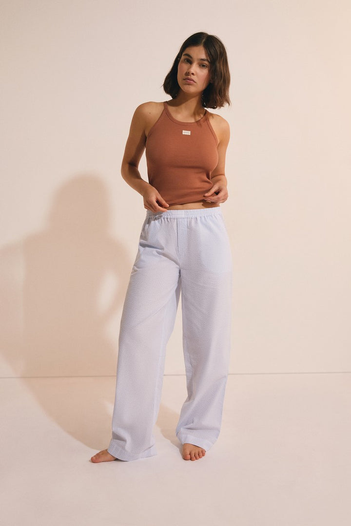Cotton Pyjama Tank Top - Marron