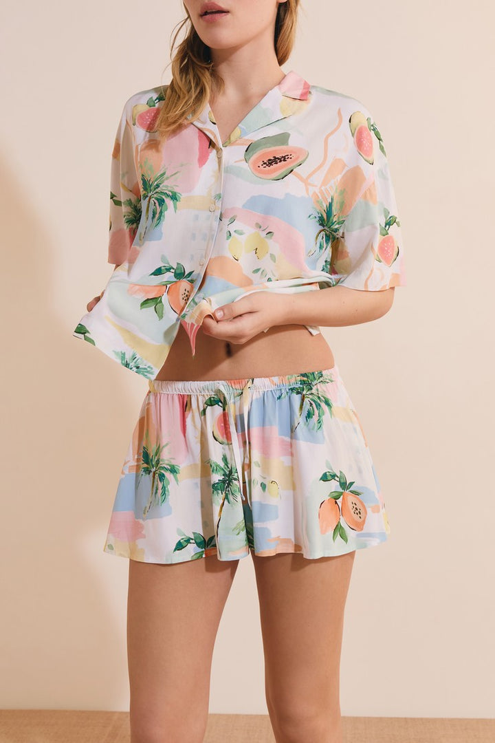 Pajama Shorts - Imp Fd Blanc