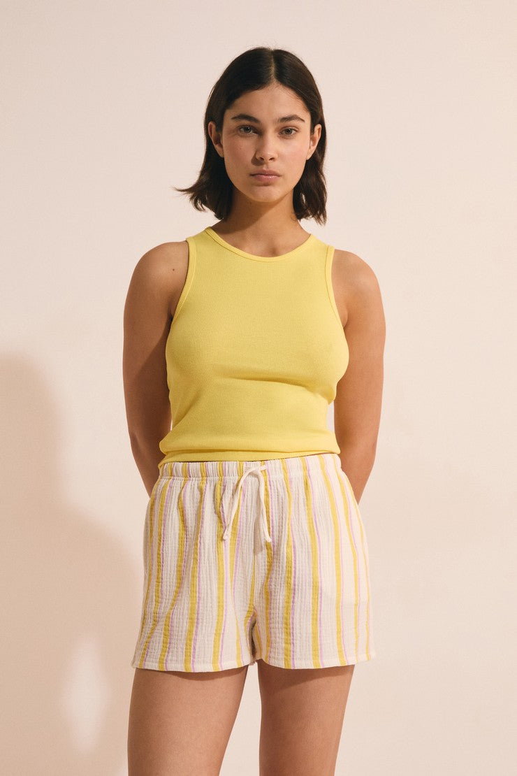 Cotton Pyjama Tank Top - Jaune