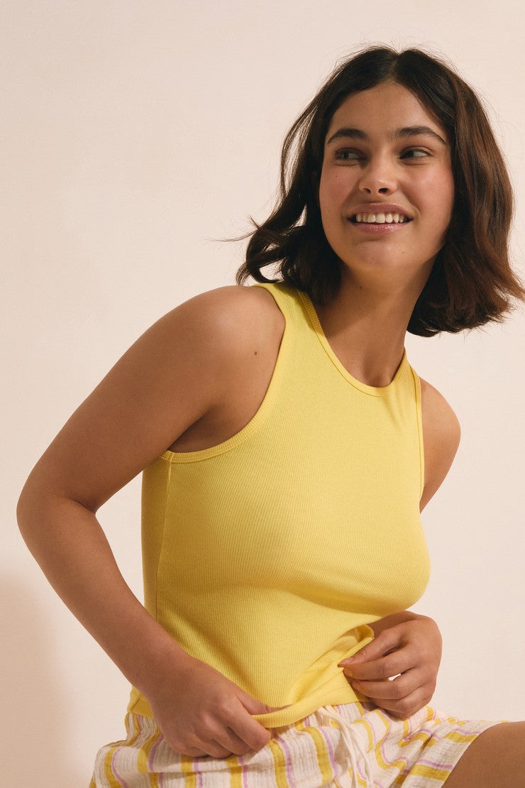 Cotton Pyjama Tank Top - Jaune