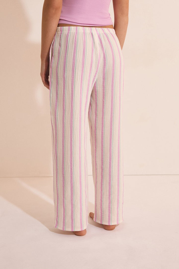 7/8 Striped Cotton Pyjama Trousers - Rose