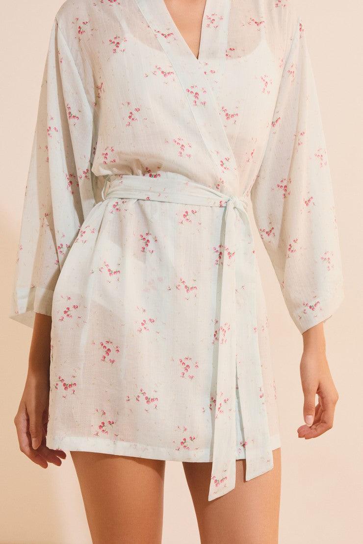 Floral Patterned Robe - Imp Bleu Vert.
