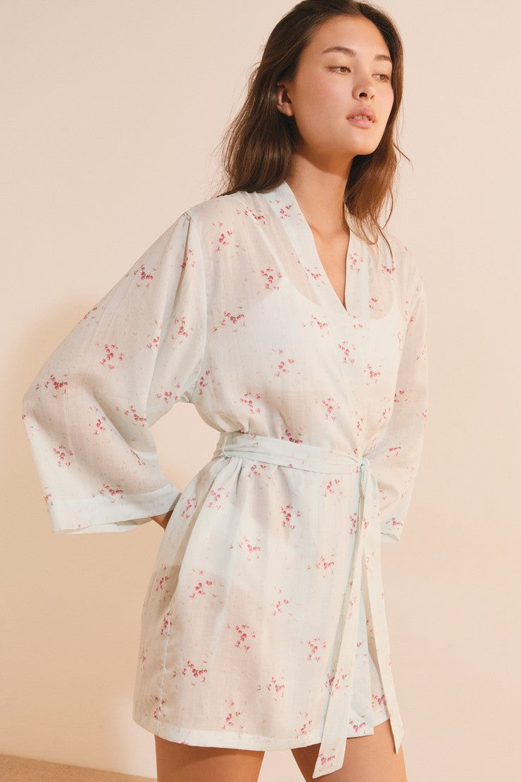 Floral Patterned Robe - Imp Bleu Vert.