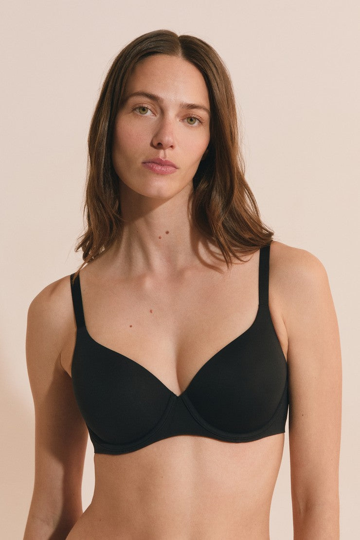 Lightly Lined Microfibre Bra - Noir