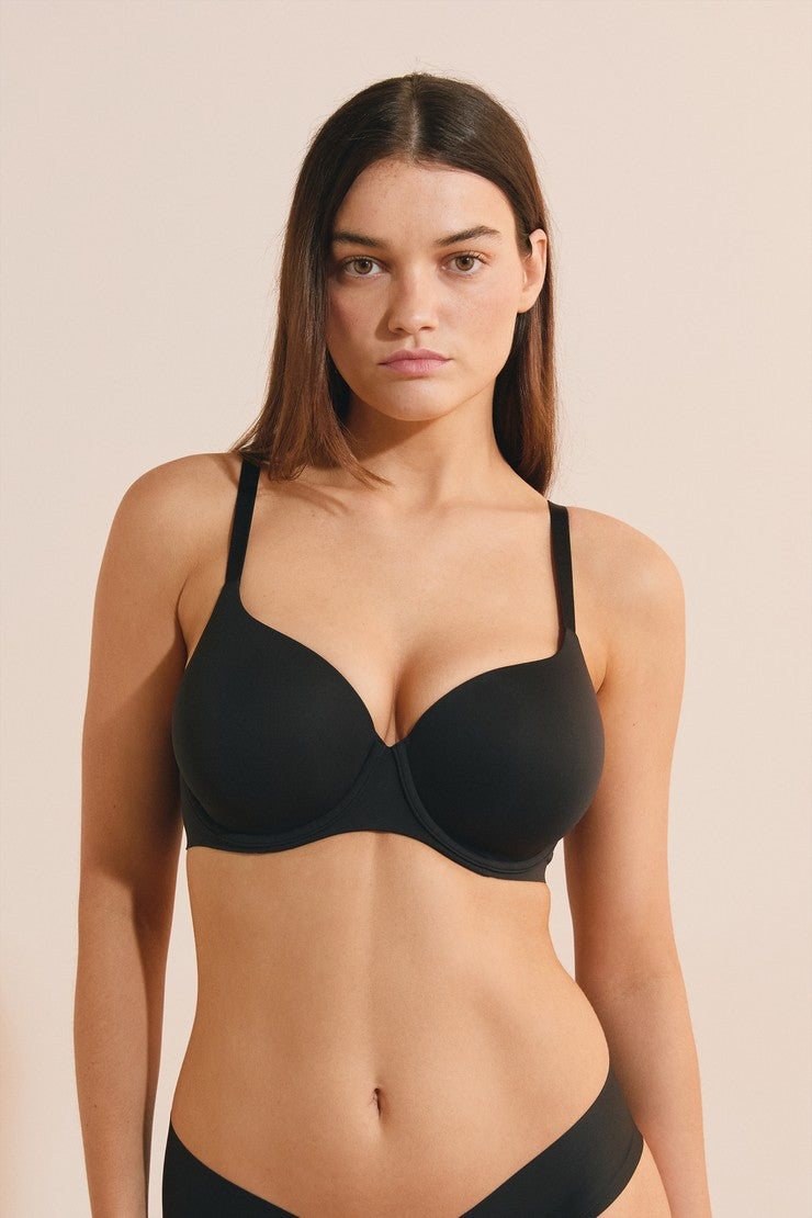 Lightly Lined Microfibre Bra - Noir