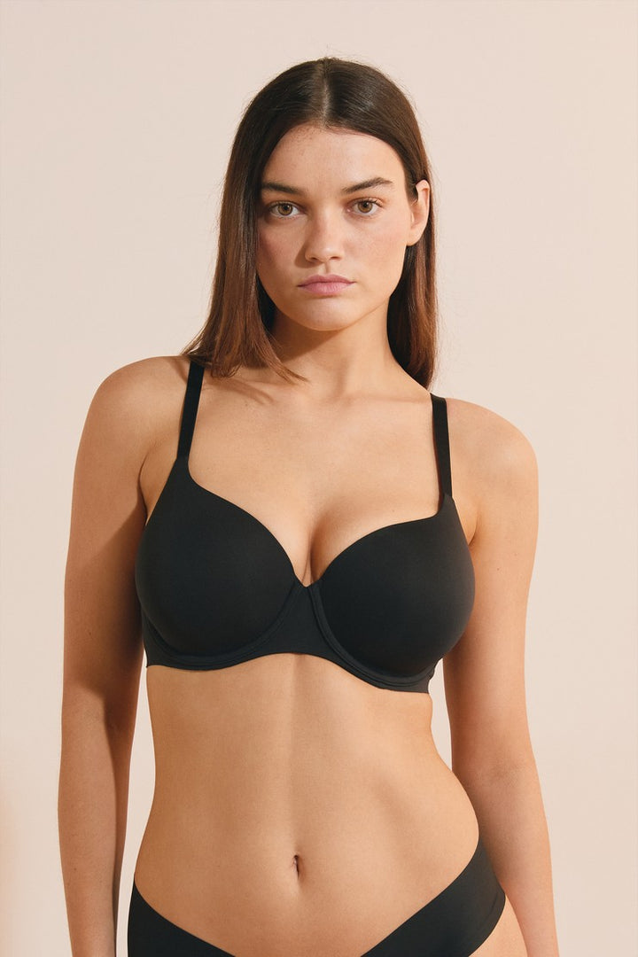 Lightly Lined Microfibre Bra - Noir