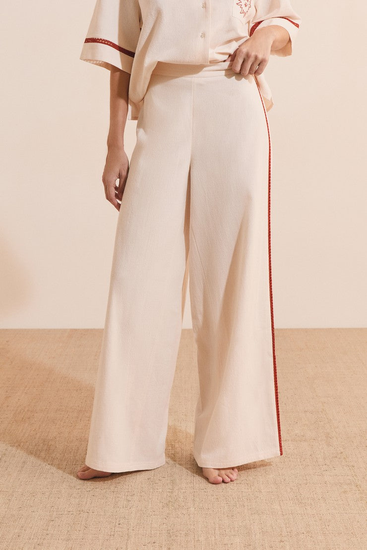 Pyjama Pants With Side Stripes In Cotton - Lin